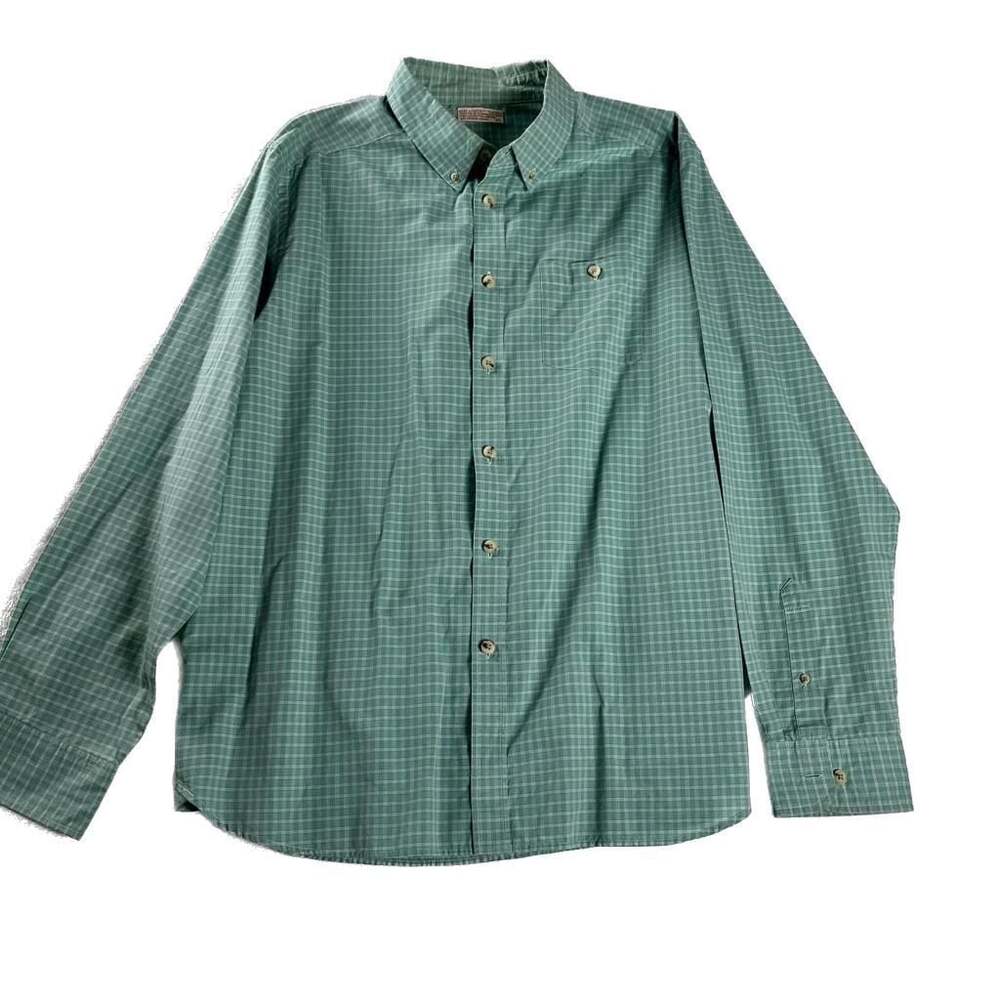 Narragansett Traders Green Check Button Down Shirt XL Vintage Cotton‎